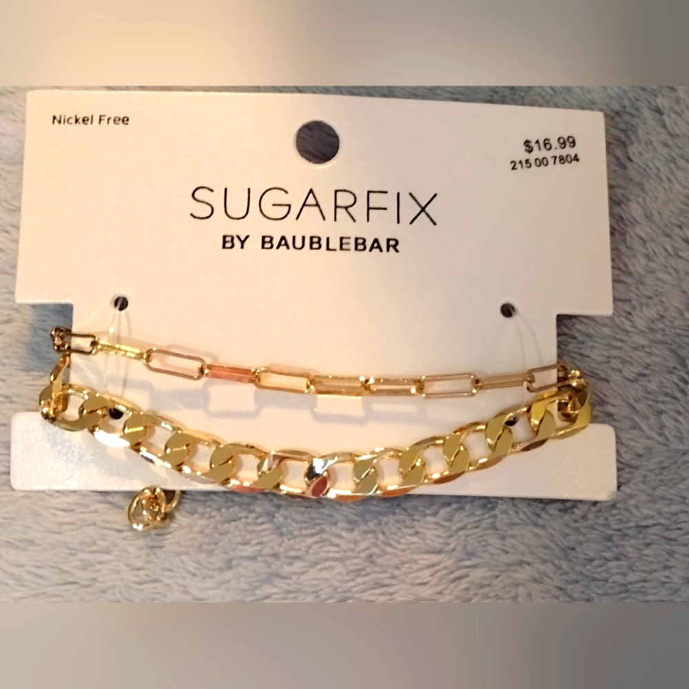 NWT Gold Dual Bracelet SUGAR FIX by Bauble Bar, Simple & Gorgeous!
